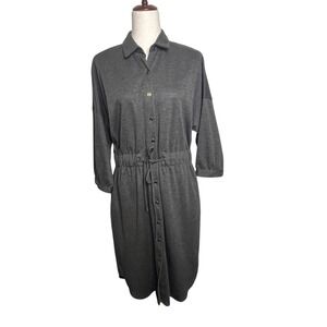 J.McLaughlin Gray Wool Blend Shirt Dress Pockets Minimalist Office Casual Sz Med